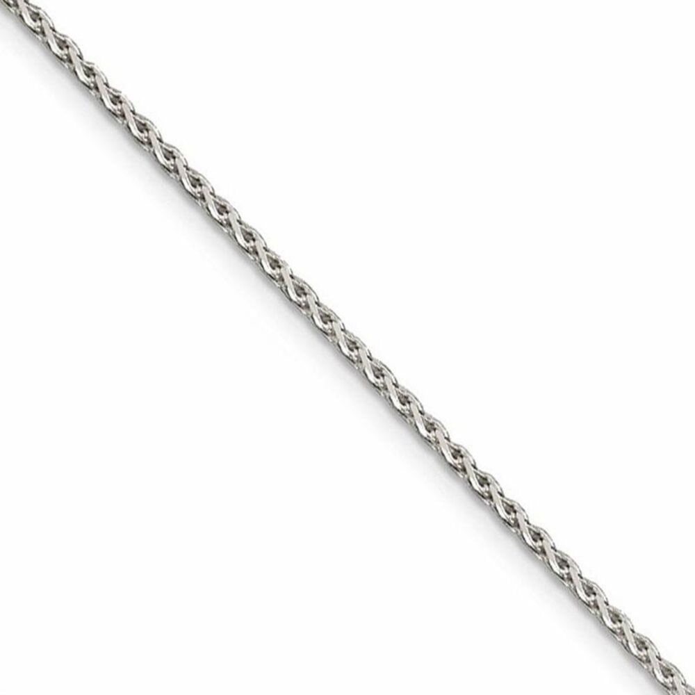1.5mm Rhodium Plated Sterling Silver Spiga Chain Necklace, 18-20 Inch